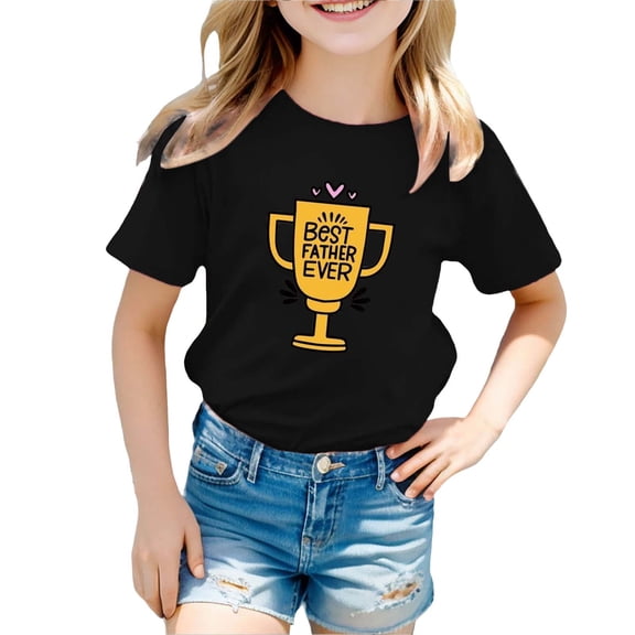 Hiijoy Infant Girls Father's Day Graphic Tee Short Sleeve Casual T-Shirt, Sizes 18M-8Y