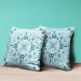 thumbnail image 4 of Paisley Leaf Geo Duo Throw Pillow with Removable Cover in Light Blue Aqua White 18x18, 4 of 4