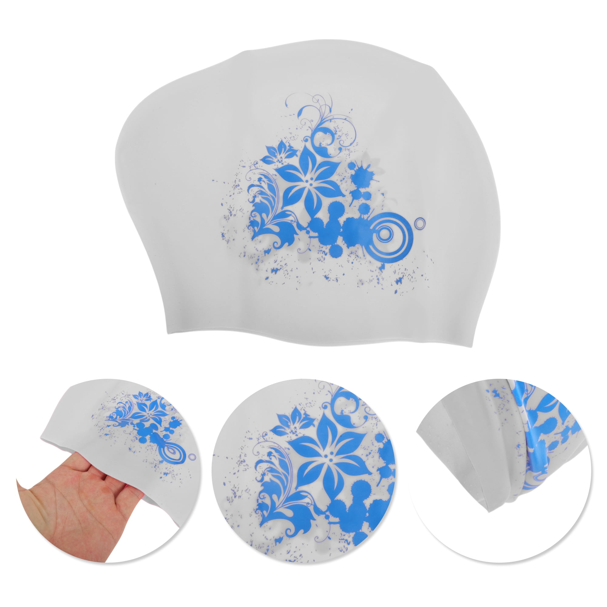 Unique Bargains Floral Pattern Swim Cap 1Pc Gray