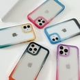 thumbnail image 3 of Gradient Color Shockproof Clear Phone Case TPU Compatible with iPhone 14, Drop Protection Transparent Anti-Scratch Slim Thin Back Cover Colorful Frame Wireless Charging, Rose+Blue, 3 of 10