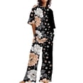 thumbnail image 2 of BWASD Pajamas for Women 2PC Floral Print Shorts Sleeve Top and Pant Oversized Breathable Soft Sleepwear Pjs Outfits Summer Leisure Plus Size Loungewear (Orange 2XL), 2 of 6