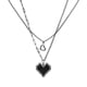 thumbnail image 2 of Negro Titanio Acero Corazón Colgante Doble Capa Collar Viento Frío Hip Hop Trendy Cadena Suéter., 2 of 8