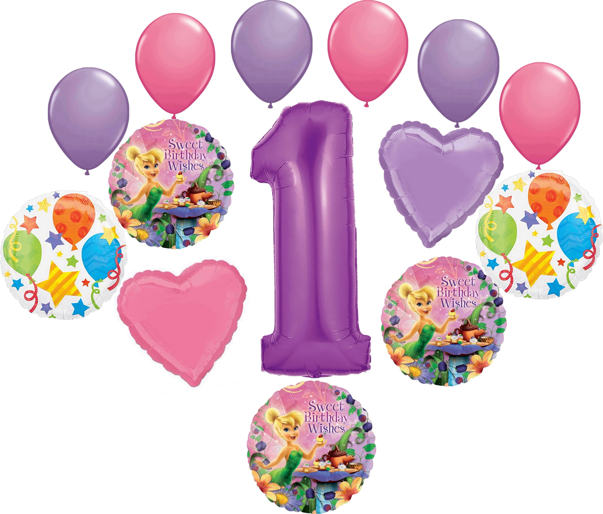 Tinkerbell Party Supplies 1st Sweet Birthday Wishes Balloon Bouquet