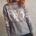 thumbnail image 2 of Chandail de Noël pour Femme Imprimé Cardigan Chaud Col Rond Blouse Duveteuse Décontractée Tricot Mi-Long Fermeture Manteau Torsadé Tricoté Chandail Mode, 2 of 6