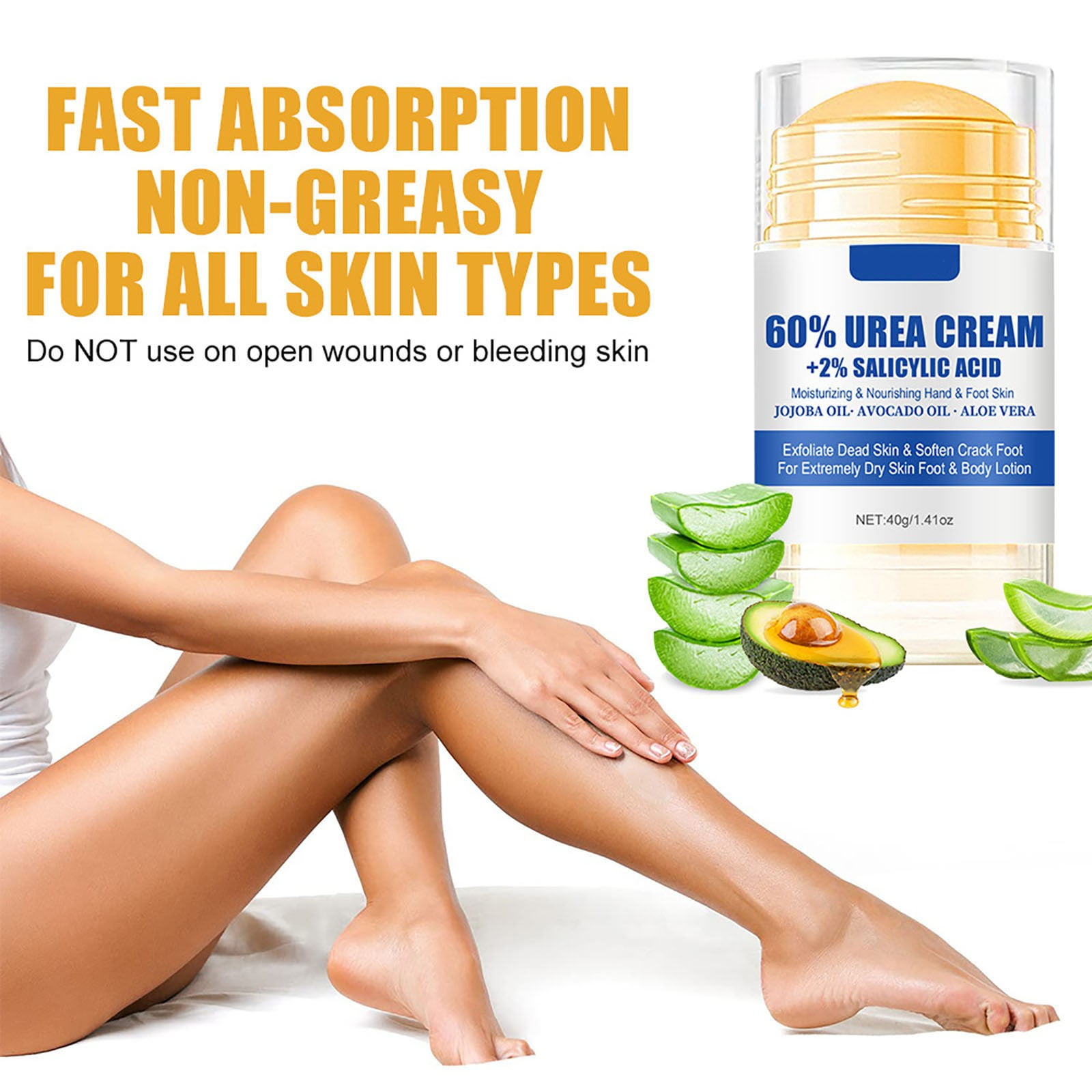 Urea Cream 60% plus 2% Salicylic Acid, Urea Cream 60 Percent for Feet Maximum Strength, 60% Urea Cream for Dry Cracked Heels and Feet, Callus Remover, Urea Cream for Feet, Hands, Knees