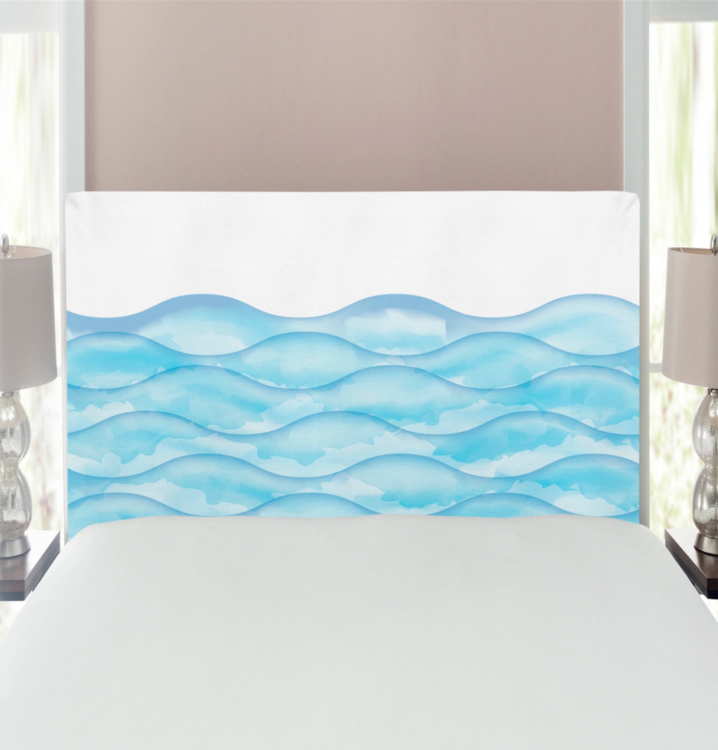 Ocean Headboard, Sea Waves Illustration Features Liquid Ocean Motion ...
