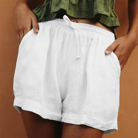 

Cathalem 501 Shorts Women Women s Shorts Casual High-waist Loose Sports Women s Pajama Set Ruffle Seams Short Sleeve Shorts White XX-Large