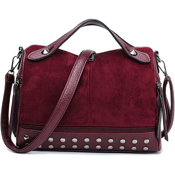 PIKADINGNIS Shoulder Bag for Women PU Leather Handbag Rivet Crossbody Bag Commuter Bag for Daily Work Travel