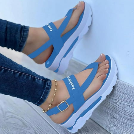 

Homedles Sandals Women- Summer Open toe Flat Casual Gift for Women Comfortable Women Sandals Light blue 41