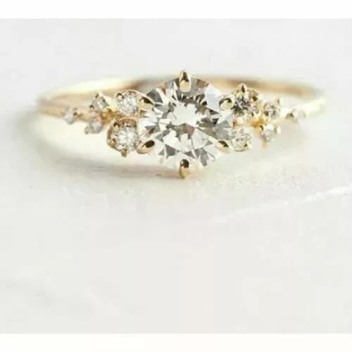 Shree Diamonds 2Ct Round Cut Lab-Created Diamond Women's Engagement Ring in 14K Yellow Gold Plated