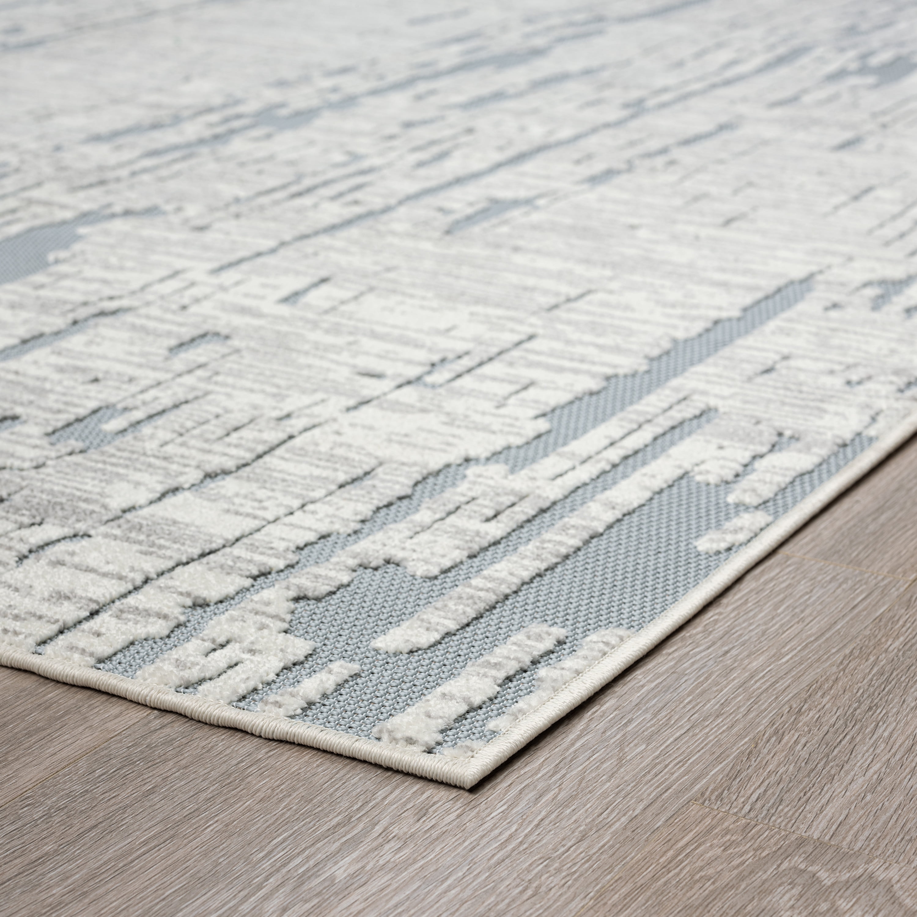 Bliss Rugs Modern Abstarct Indoor Outdoor Runner Rugs for Patio, Hallway, Entryway, Deck, Blue ,2' x 8'