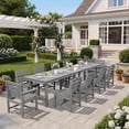 thumbnail image 4 of SERWALL Outdoor HDPE Dining Table Set, 7‑Piece Patio Dining Set with 6 Armless Chairs & Umbrella Hole, Gray, 4 of 8