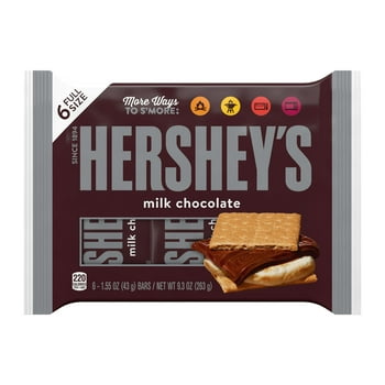 Hershey's, Milk Chocolate Candy, Individually Wrapped, Gluten Free, 1.55 oz, Bars 6 Ct