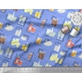 thumbnail image 2 of Soimoi Blue polyester Crepe Fabric Text & Soft Drinks Party Printed Fabric 1 Yard 42 Inch Wide, 2 of 3