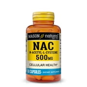 Mason Natural NAC N-Acetyl L-Cysteine 500 mg Capsules, 60 Capsules, Glutathione Antioxidant for Respiratory & Immune Support