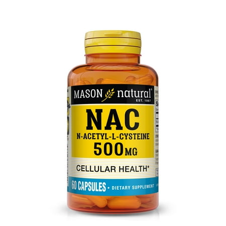 Mason Natural NAC N-Acetyl L-Cysteine 500 mg Capsules, 60 Capsules, Glutathione Antioxidant for Respiratory & Immune Support