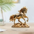 thumbnail image 7 of Golden Horse on Coin Statue, 2D Flat Acrylic Desk Decor for Office Home, Lucky Wealth Symbol, 7 of 7