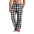 thumbnail image 2 of Mifsaly Men's Pajama Pants Plaid Lounge Sleep Pants with Pockets Drawstring Elastic Waist Relaxed Fit Sleepwear Bottoms Black,L, 2 of 9