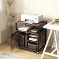 thumbnail image 3 of Topcobe File Cabinet on Wheels with Charging Station and Cable Management Hole, Modern Furniture for Living Room Bedroom-Brown, 3 of 10