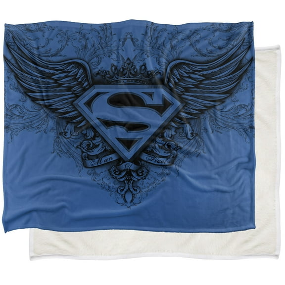 Superman Superman Winged Logo Silky Touch Sherpa Back Super Soft Throw Blanket, Superman Winged Logo