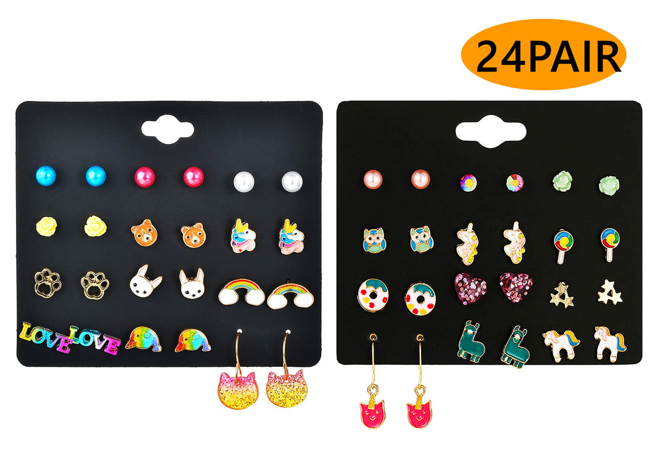 Details about   Unicorn Earrings Rainbow Earrings Girls Fashion Studs Pierced Ears Perfect Gift 