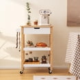 thumbnail image 2 of Giantex 3-tier Rolling Kitchen Cart, Service Trolley w/Natural Bamboo Countertop, Natural, 2 of 6