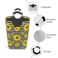 thumbnail image 4 of Picia Sunflowers On Black And White Stripes Laundry Basket With Handles Laundry Hamper Toys Storage Organizer Foldable Bucket Washing Bin Dirty Clothes Bag For Home Bathroom Bedroom Dorm, 4 of 6