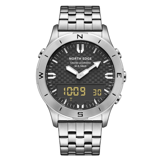 Reloj de pulsera de acero inoxidable para hombres 50M Deportes al aire libre a prueba de agua NORTH EDGE reloj deportivo