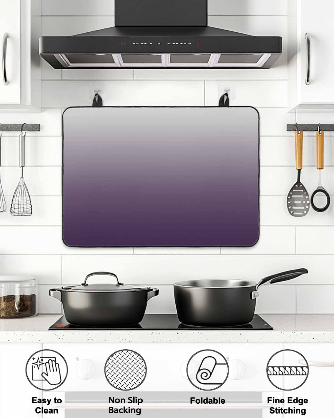 Stove Top Covers for Electric Stove, Grey Purple, Glass Stovetop Cover Protector, Gradient Ombre Modern Abstract Color Art Induction Cooktop Protector Oven Mat for Kitchen Countertop 24"x21"