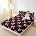thumbnail image 4 of Homewish Cute Cartoon Ribbon Bed Sheets for Girl, Black Pink King Sheets, Princess Bow-tie Sheet Set, Super Cozy Room Decor, 4 Pieces, 4 of 7