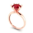 thumbnail image 2 of 2.5 ct Round Cut Simulated Pink Tourmaline Solitaire 18K Rose Gold Womens Engagement Ring, 2 of 5