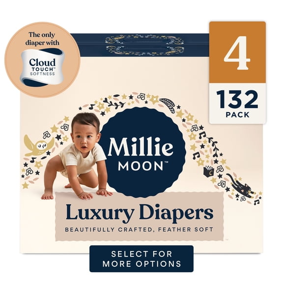 (2 pack) Millie Moon Luxury Diapers, Size 4, 66 Count (Select for More Options)