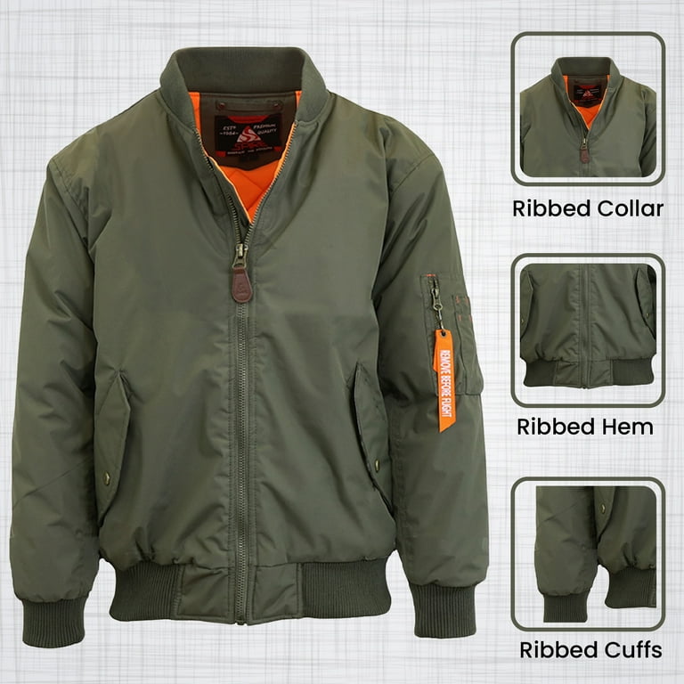 Men's Heavyweight MA-1 Bomber Flight Jacket - Walmart.com