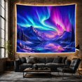 thumbnail image 6 of Aurora Borealis Over Snowy Mountains with Frozen Lake, Mystical Digital Art for Nature Lovers, Winter Wall Decor, Housewarming Gift Tapestry Wall Hanging for Bedroom and Living Room, 6 of 7