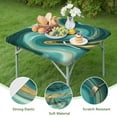thumbnail image 4 of Teal Marble Gold Wave Pattern Square Fitted Tablecloth with Elastic Edge,Square Table Cover,Washable Elastic Table Cover for Home Kitchen Party Decor 34"x34", 4 of 6