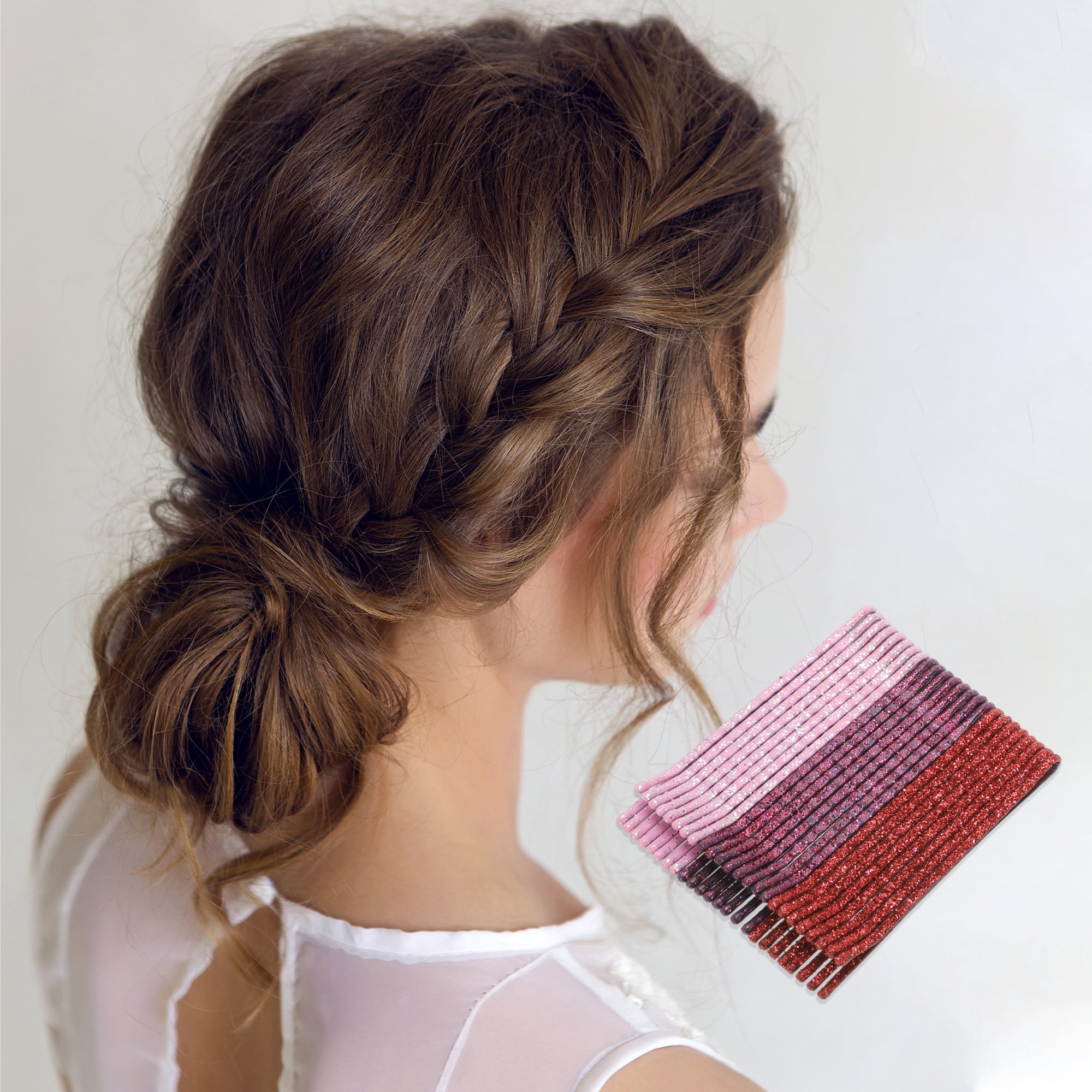 Unique Bargains 24Pcs Grace Hair Clips Hairdo Clip Set Pink Rose Red