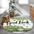 thumbnail image 4 of St Patrick's Day 3ft Area Rug, Green Truck Lucky Shamrock Four Leaf Spring Washable Non-Slip Small Round Rugs for Entryway Bedroom Kitchen, Soft Circle Carpet for Dining Room, Playroom Nursery Rug, 4 of 9