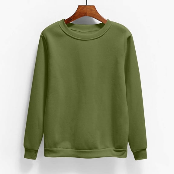 Tawop Sweatshirts Womens Tops Crewneck Bubble Sweatshirt Long Sleeve Pullover Solid Casual Green Crewneck Sweatshirt M