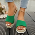 thumbnail image 2 of Platform Espadrilles for Women Peep Toe Wedge Sandals Slip on Summer Slides Nonslip Beach Dress Shoes Green Size 8, 2 of 7