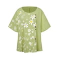 thumbnail image 2 of Innerwin T-Shirt à Imprimé Floral pour Femmes, Col Rond, Confortable, Jaune Clair, 4TG, 2 of 5