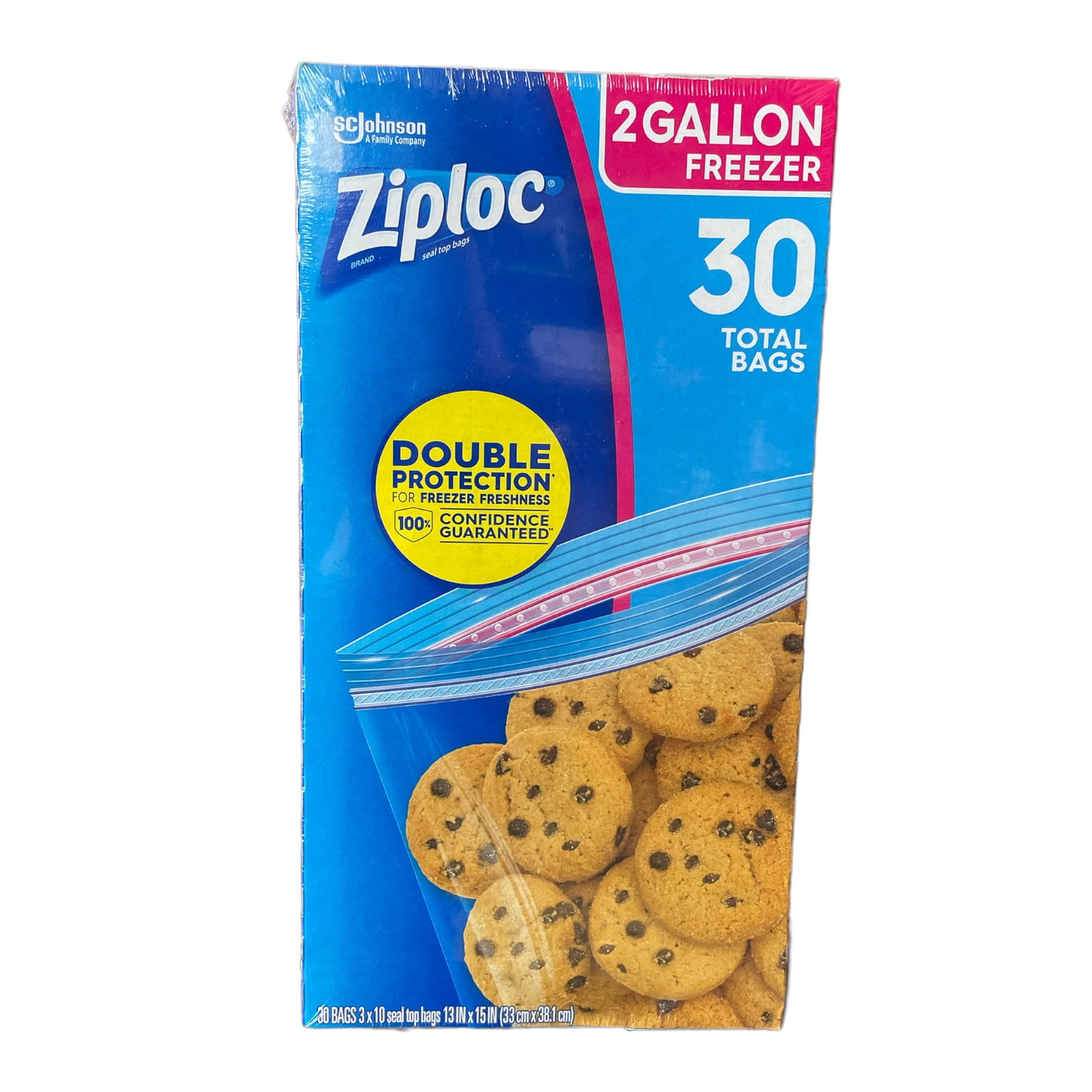 3 Pack Ziploc 2 Gallon Clear Freezer Food Storage Bags, 10 Bags/Pack