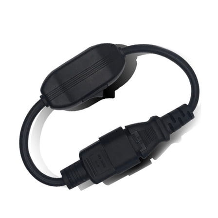 12inch C14 to C13 PDU Style Computer Power Extension Cable with Switches, 30cm / Black Power Extension Cable