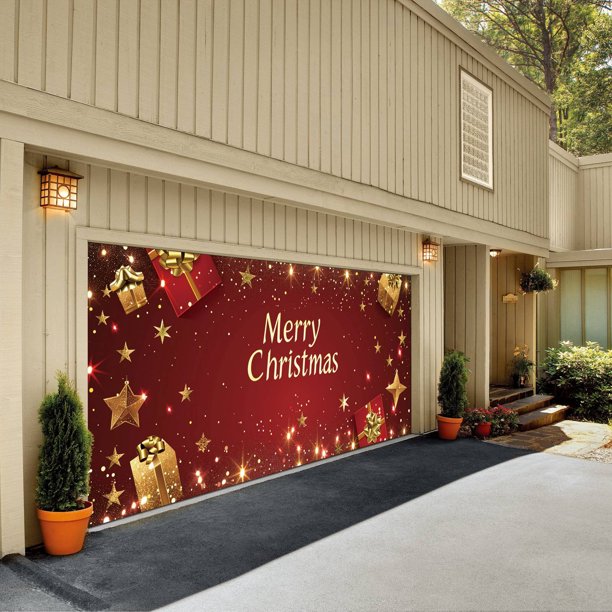 Feliz Navidad Navidad El Fondo Fiesta De Navidad Papá Noel Fotografía Navidad Puerta De Garaje Fondo Decoración Para Fiestas 7 * 16 Pies.