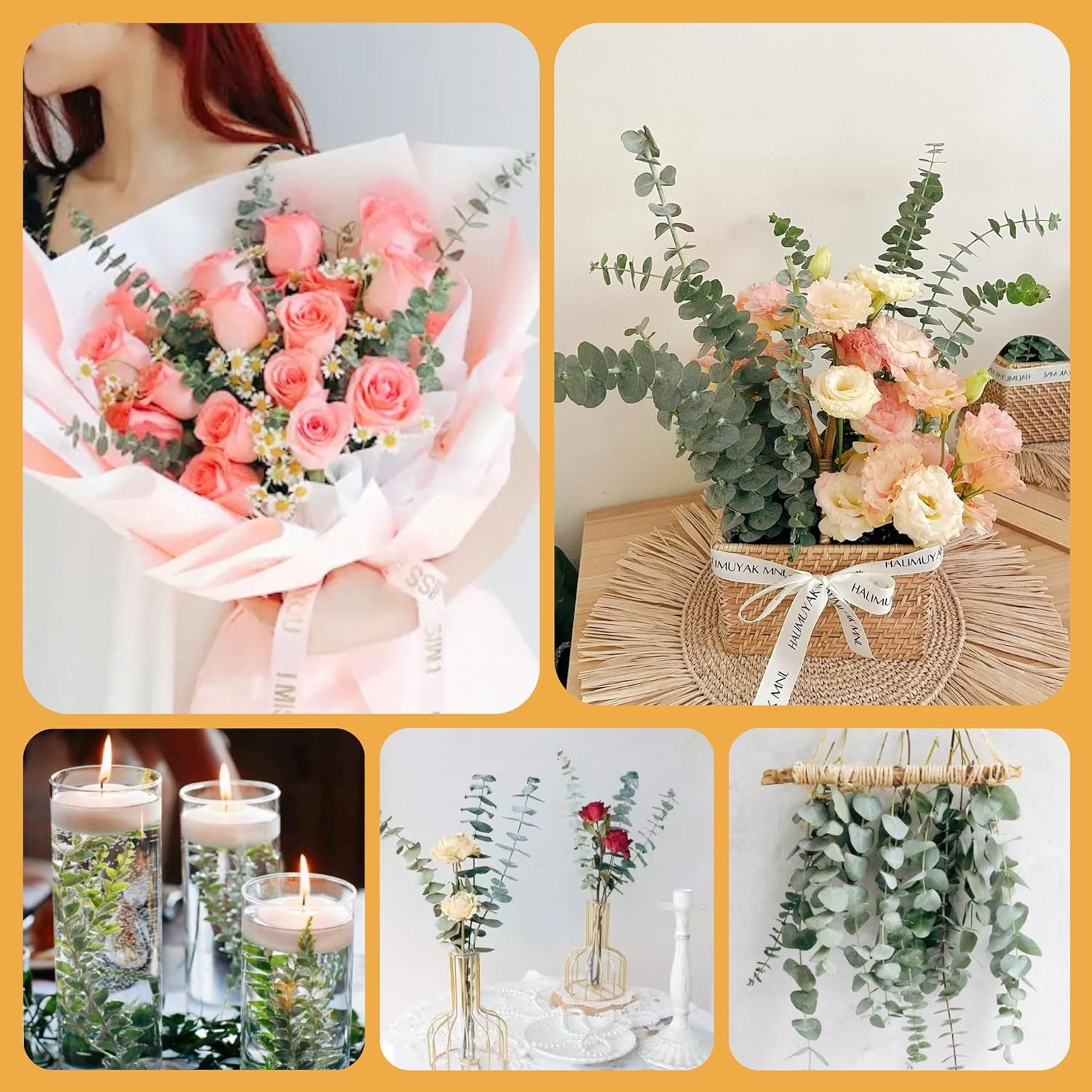 40 PCS Hanging Dried Eucalyptus Stems, 100% Natural Fresh Eucalyptus Leaves,17'' Dried Preserved Eucalyptus for Shower Leave Bundle, Arrangement, Wedding, Home Decor,Green