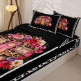 thumbnail image 3 of Homewish Fashion Leopard Print Camping RV Zipper Twin Comforter Sets with Fitted Sheet and 2 Pillowcases,Travel Trailers Lover Zipper Bedding Set,Black Reversible,4 Pieces, 3 of 7