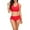 Red, variant on WREESH Womens Cross Bathing Suit High Waisted Bikini Solid Color Swimwear Two-Piece Slim Swimsuit Bikini Straped Swimsuits Black