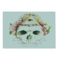 thumbnail image 2 of Skull Cutting Board, Traditional Mexican Sugar Skull with Eye Sign and Geometric Triangle, Decorative Tempered Glass Cutting and Serving Board, Large Size, Multicolor, by Ambesonne, 2 of 5