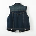 thumbnail image 4 of Idoravan Women's Casual Denim Vest Sleeveless Jacket Vest with Pockets Women's Fashion Vintage Denim Turndown Collar Cardigan Pocket Top Sleeveless Denim Outwear Jackets Women Clothes Womens Vest, 4 of 8