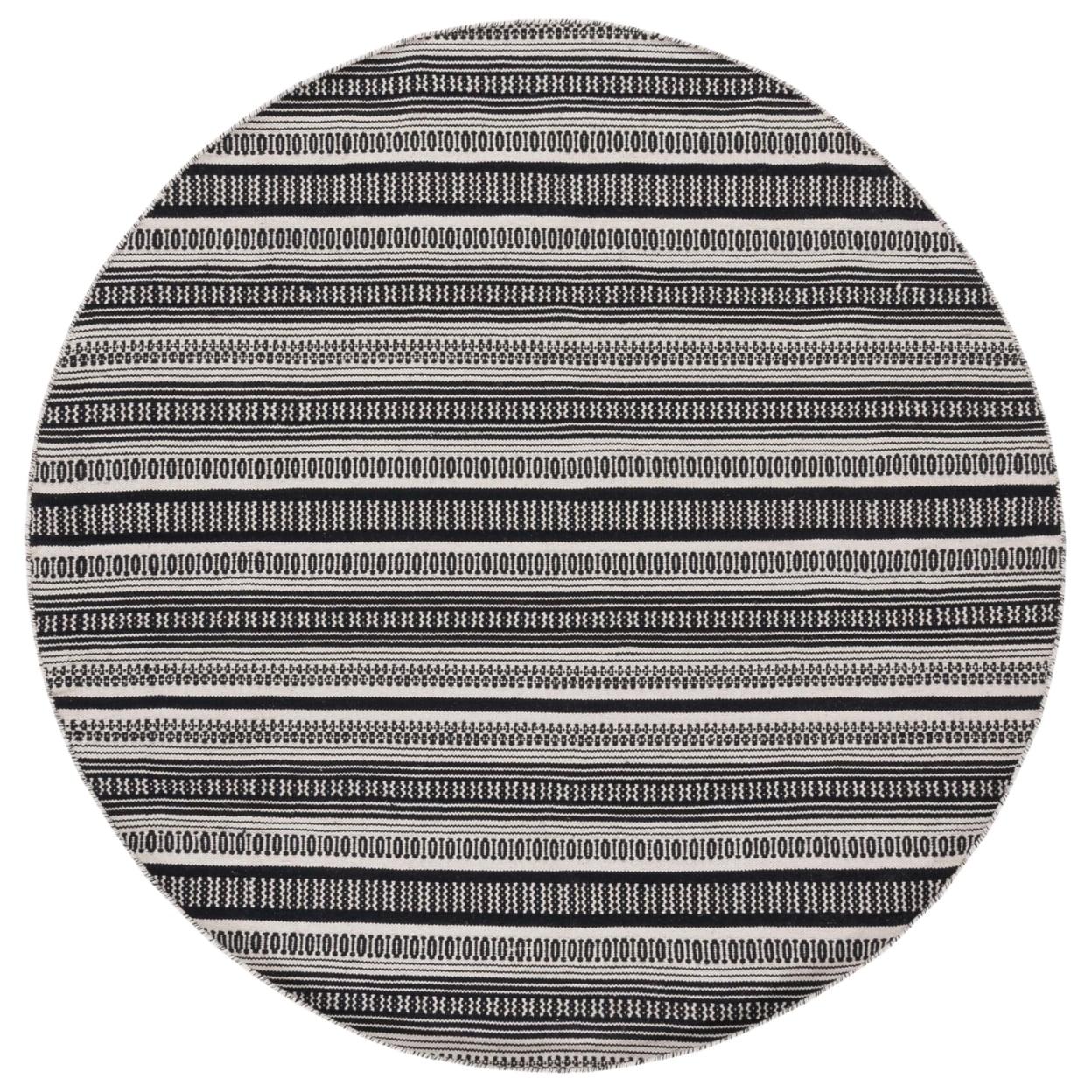 SAFAVIEH Montauk Joanna Striped Cotton Area Rug, Black/Ivory, 8' x 10'