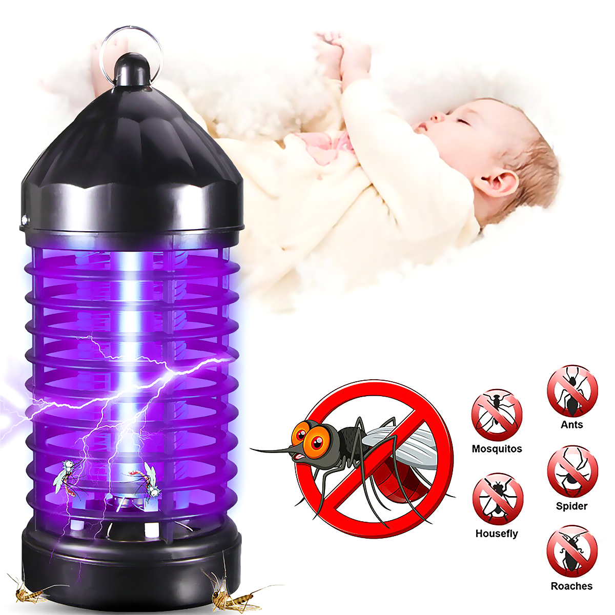 Electric Mosquito Killer Lamp Fly Bug Insect Zapper Trap for Outdoor Indoor